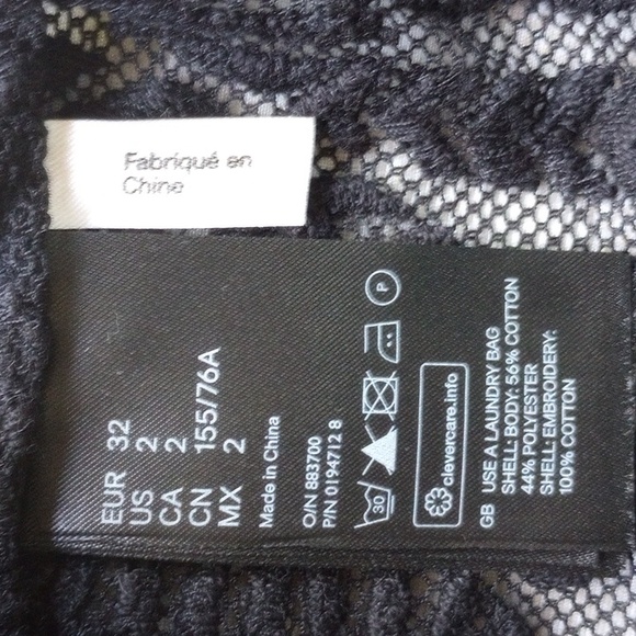 NWOT Isabel Marant Pour H&M Lace Tunic Top 2 Black - Picture 5 of 10